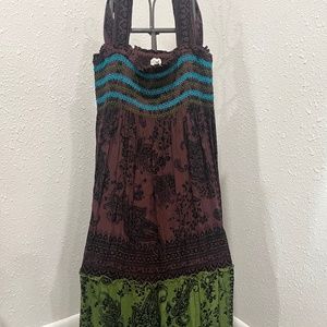 Boho Sundress by BILA Teal Olive Brown  Size S